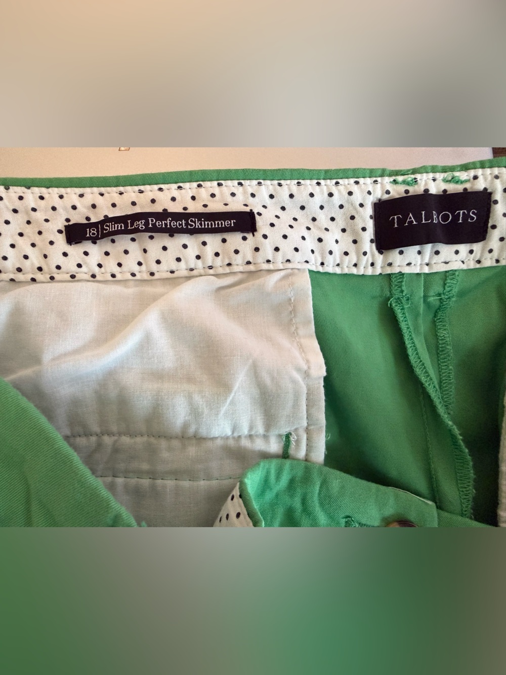 Talbots Slim Leg Perfect Skimmer Ankle Pants Sz 18 Kelly Green High Rise Preppy - Picture 5 of 6
